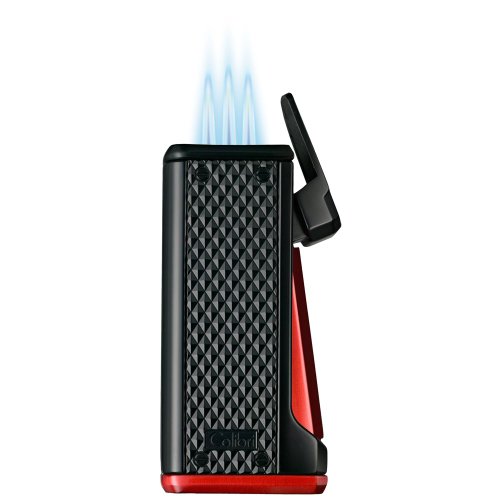Colibri "Monza" Matte Black & Anodized Red Triple Jet Flame Lighter