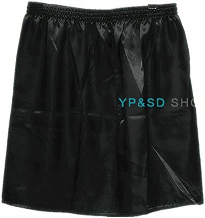 NEW Silk Satin Boxer Shorts Men's Underwear Sleepwear (XL (Waist 29-36 inch), Black)