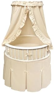 Badger Basket Elite Oval Baby Bassinet, White with Ecru Waffle
