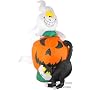 8ft Inflatable Pumpkin with Ghost & Black Cat