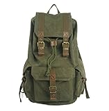 Whatland Specially High Density Thick Canvas Backpack Rucksack Green