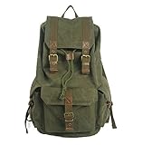 Whatland Specially High Density Thick Canvas Backpack Rucksack Green