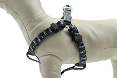 WoofMeow Designed High-quality Nylon Adjustable Dog Harness Medium 3/4" Width, Fits 20-28" Girth Size Blue Grey