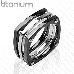 Solid Titanium with IP Black Squared with Bolts Ring