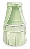 White Elite Oval Bassinet with Sage Furry Dot Bedding