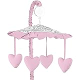 Pink, Gray and White Elizabeth Musical Baby Crib Mobile by Sweet Jojo Designs