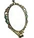 Ivenf Vintage Handheld Metal Oval Make-Up Mirror, Peacock Closed Tail, Bronze