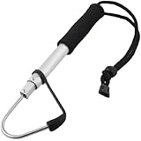 uxcell Black Foam Coated Handle Silver Tone 60cm Telescopic Fishing Gaff Spear Hook