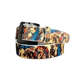 Silver Star VIRGIN MARY Mens Leather All-Over-Print Belt