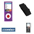Purple Durable Flexible Soft Silicone Skin Case + Premium Reusable LCD Screen Protector + Elastic Armband for Apple ipod Nano Chromatic 8GB, 16GB 4G 4th Generation
