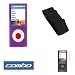 Purple Durable Flexible Soft Silicone Skin Case + Premium Reusable LCD Screen Protector + Elastic Armband for Apple ipod Nano Chromatic 8GB, 16GB 4G 4th Generation