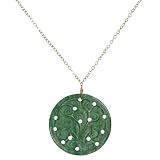 14k Yellow Gold Necklace with Carved Green Aventurine Pendant, 16