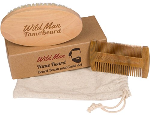 Beard Brush And Beard Comb Kit Soft Boar Bristle Perfect For Use With Beard Oil Balm Wax And Pomade Sandalwood Comb Perfect for Men Hair Beard & Mustache