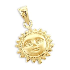 14k Yellow Gold Sun Face Pendant Charm New Detailed by Shoman Jewels