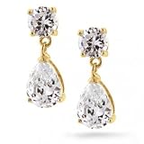 gold Valentines Jewelry:Oprah 'S C.Z. Diamond Pear Drop 14K Gold Vermeil Plated Earrings Jewelry (Nice Valentine's Day Gift Special Sale)
