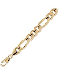 14K Solid Yellow Gold Figaro Chain Bracelet 9.7mm (3/8 in.) - 8.5 in.