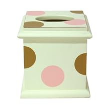 Tissue Box Pink/Brown Polka Dot 6x6x6.5