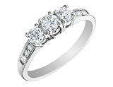 Engagement Ring: 14K White Gold 1/3 Carat (ctw) Three Stone Diamond Ring