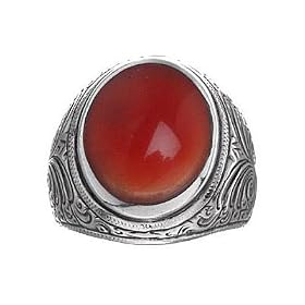 Sterling Silver Red Agate Wide Baroque Band Ring size 7 by SkyeSterling