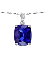 Original Star K (tm) Large 12x10mm Cushion Cut Simulated Tanzanite Pendant in 925 Sterling Silver
