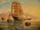 12X16 inch Seascape Canvas Art Repro Sailing Boats at Harbar