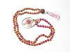 Heart Chakra Mala- Om Pink Jade Prayer Beads Rudraksha Yoga Spiritual Japamala Necklace