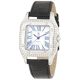 Golden Classic Women's 1622-Black ?Prevailing Assurance? Rhinestone Encrusted Bold Bezel and Leather Band Watch
