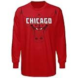 NBA adidas Chicago Bulls Primetime Long Sleeve T-Shirt - Red (Large)