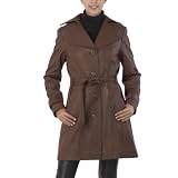 BGSD Women's Belted New Zealand Lambskin Leather Trench Coat in Black or Hazelnut