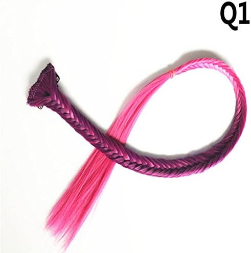 Beauty Wig World 1Piece 20Inch 25gr Twist Plaited Braids Party Clip In Bangs/Fringes Hair Piece Rose Pink