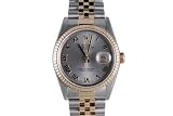 Rolex Mens 2 Tone Datejust Slate Roman Numeral Dial Jubilee Band