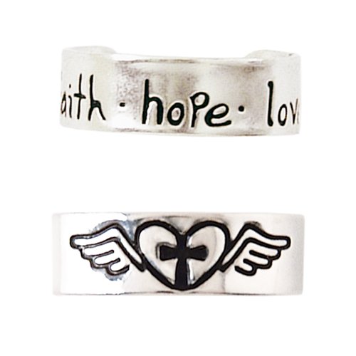 Childrens Toyshop  Jewelry : Sterling Silver Faith, Hope, Love and Heart Toe Ring by Bob Siemon, Set of 2