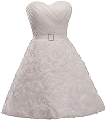 Strapless Lace Sweetheart Knee Length Short Floral Print Sleeveless Party Dress/Wedding Dress 