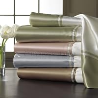 Silk Charmeuse Contrast Hem Sheeting and Pillowcase