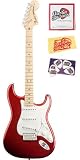 Fender American Special Stratocaster Bundle with Strings, Pick Card, and Polishing Cloth - Maple Fretboard, Candy Apple Red