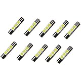 Cutequeen Trading 10pcs LED Mirror Fuse Sun Visor 6641 White 30mm(1.23") 2835 6-smd 150 Lumens 12v Festoon Dome Light LED Bulbs(pack of 10)