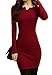 FanShou Women Crewneck Knit Sweater Mini Package Hip Bodycon Dress, Black, XXL