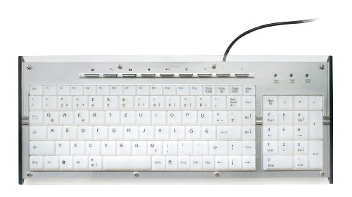 bazoo USB Multimedia Tastatur mit blauer Hintergrundbeleuchtung (9 Multimedia-Tasten, Beleuchtung abschaltbar)