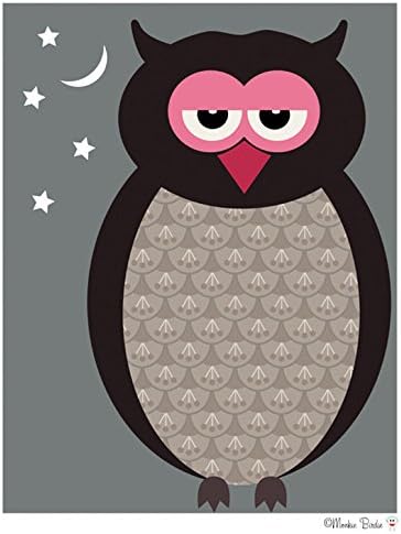 Owl Nursery Art_Pink_ 8x10