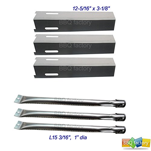 bbq factory Grillware GSF2616 Grill Rebuild Kit Replacement Stainless Steel Heat Plate and Burner-3pack