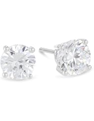 Platinum Plated Sterling Silver Round Cubic Zirconia Studs