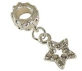 SILVER STAR DANGLE CHARM FITS PANDORA BRACELETS