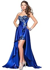 Strapless High-Low-Hem Satin Sweetheart   Sequined  Ball Gown Evening Dress/Homecoming Dress/Prom Dress/Party Dress  With Rhinestones