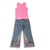 Mish Mish - Girls Pant Set, White, Pink