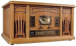Excalibur RD54 3-in-1 Classic Music Player Real Wood CD/Radio/Turntable Record Player Stereo System