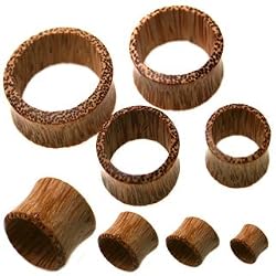 Wood Double Flared Organic Plug with Dots, 10mm - Sold as a Pair