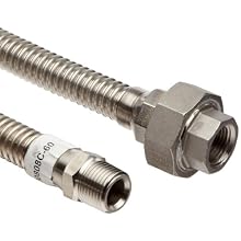Parker Stainless Steel 316 Flex Hose, Male NPTF + Female NPT, 1/2ID x .77OD, 5 Feet Long