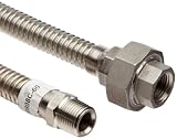 Parker Stainless Steel 316 Flex Hose, Male NPTF + Female NPT, 1/2ID x .77OD, 5 Feet Long