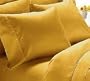 HOMESPELL Egyptian Cotton 1000 Thread Count 8 - PC Solid Sheet and Duvet Cover Set Gold - queen