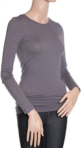 Women's Crew Neck Long Sleeve Tee Shirt Navy M Charcoal M